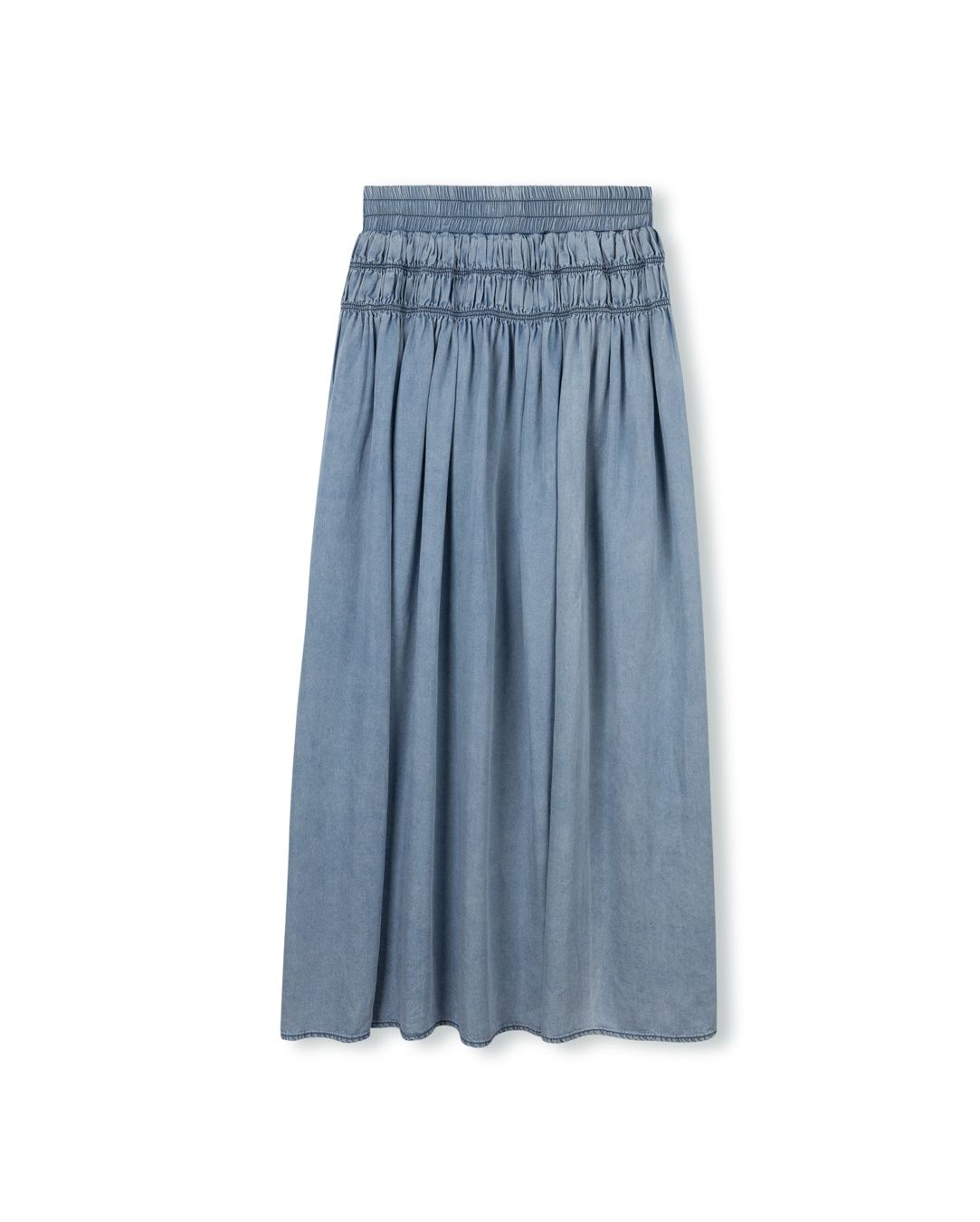 Vibe Midi Small Pleated Thin Denim Skirt