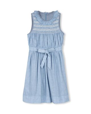 One Child Martine Smocked Top Striped Waisted Dress