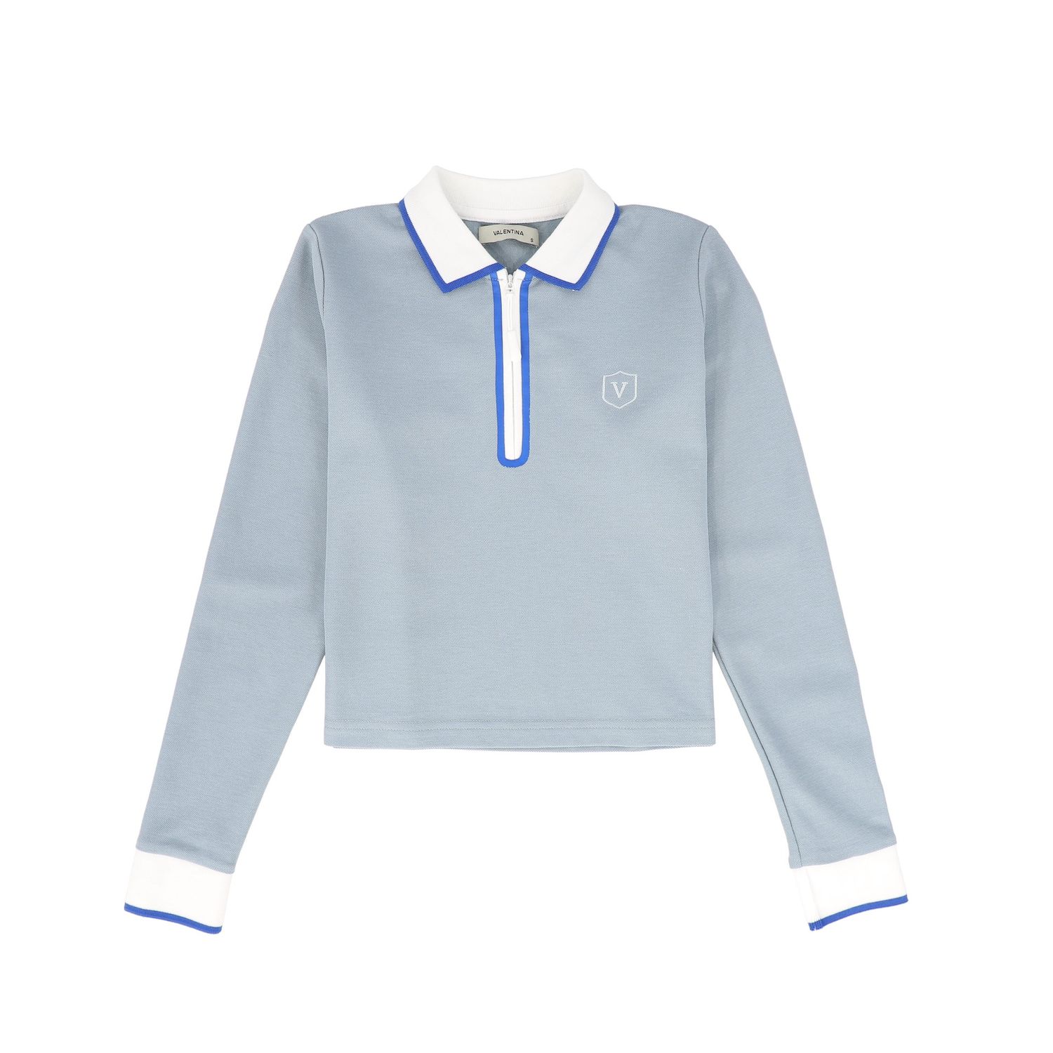 VALENTINA BLUE ZIPPER PIQUE POLO
