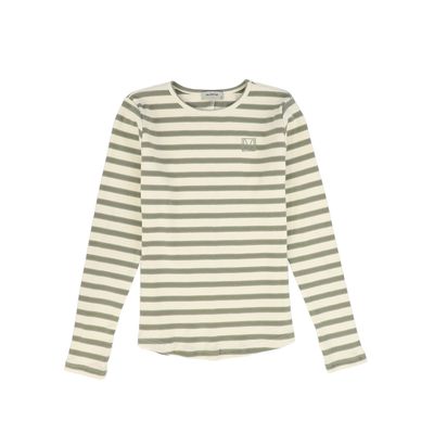 VALENTINA GREEN RIBBED STRIPED TEE