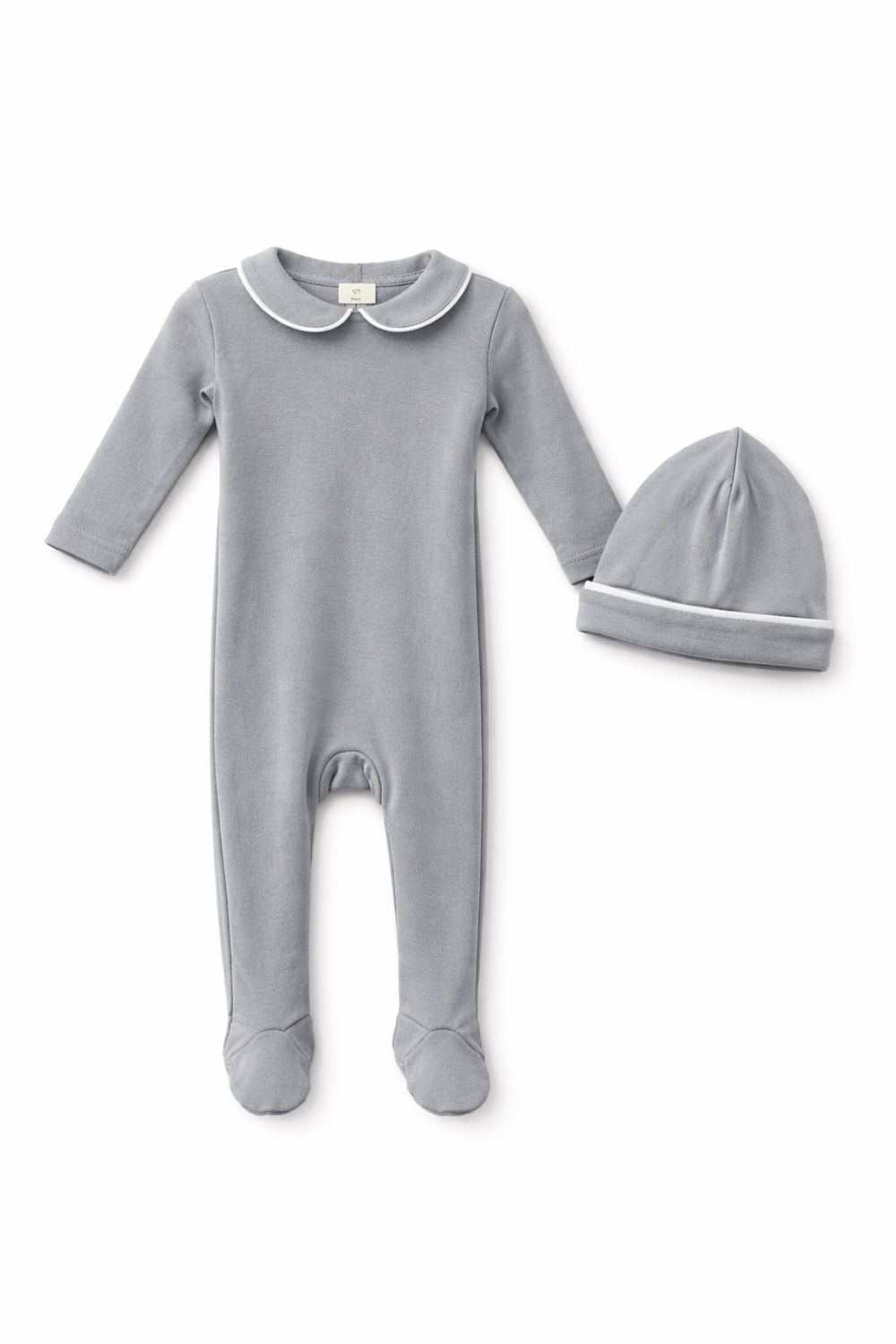 Mema Knits MSS26-39-2pcTRIMMED COLLAR FOOTIE + BEANIE