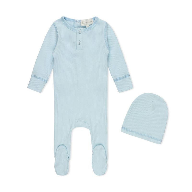 L'amour Lou Ribbed Henley footie+hat LLS30-B