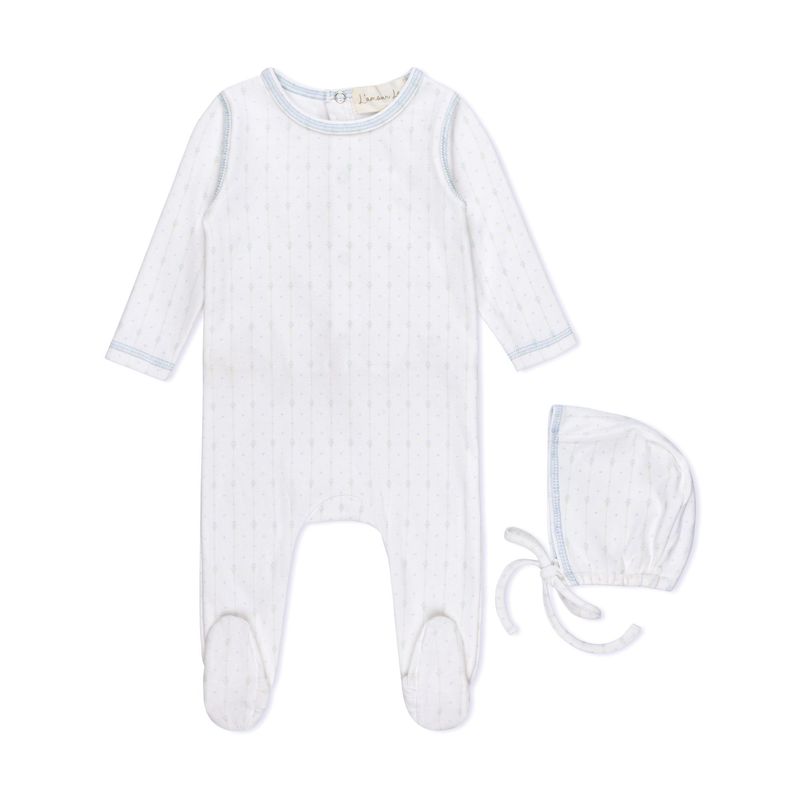 L'amour Lou Striped floral Footie+bonnet LLS18-B