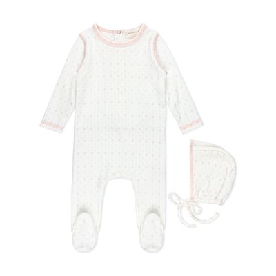 L'amour Lou Striped floral Footie+bonnet LLS18-P