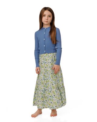 LUELLA Green Floral Dress With Blue Cardigan GS6026D-A