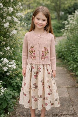 LUELLA Light Pink Cardigan With Flowers set GS6105T-A