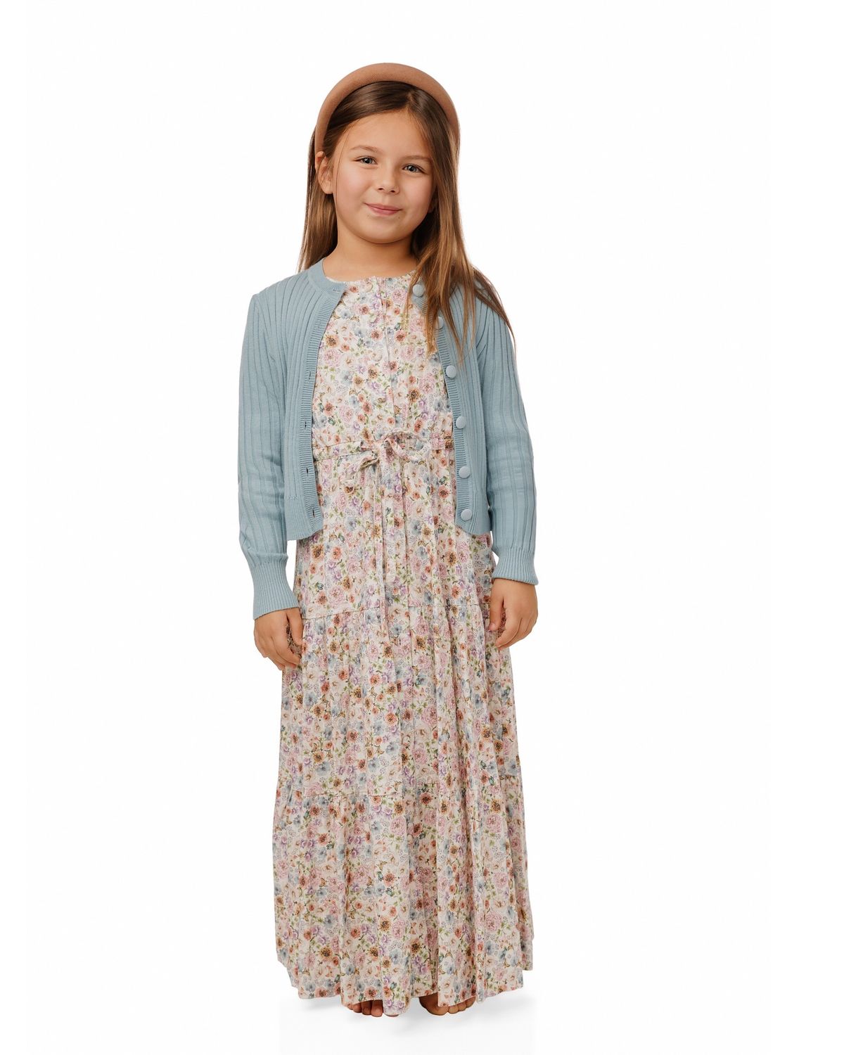 LUELLA Floral Maxi Dress With Blue Cardigan GS6065D-A