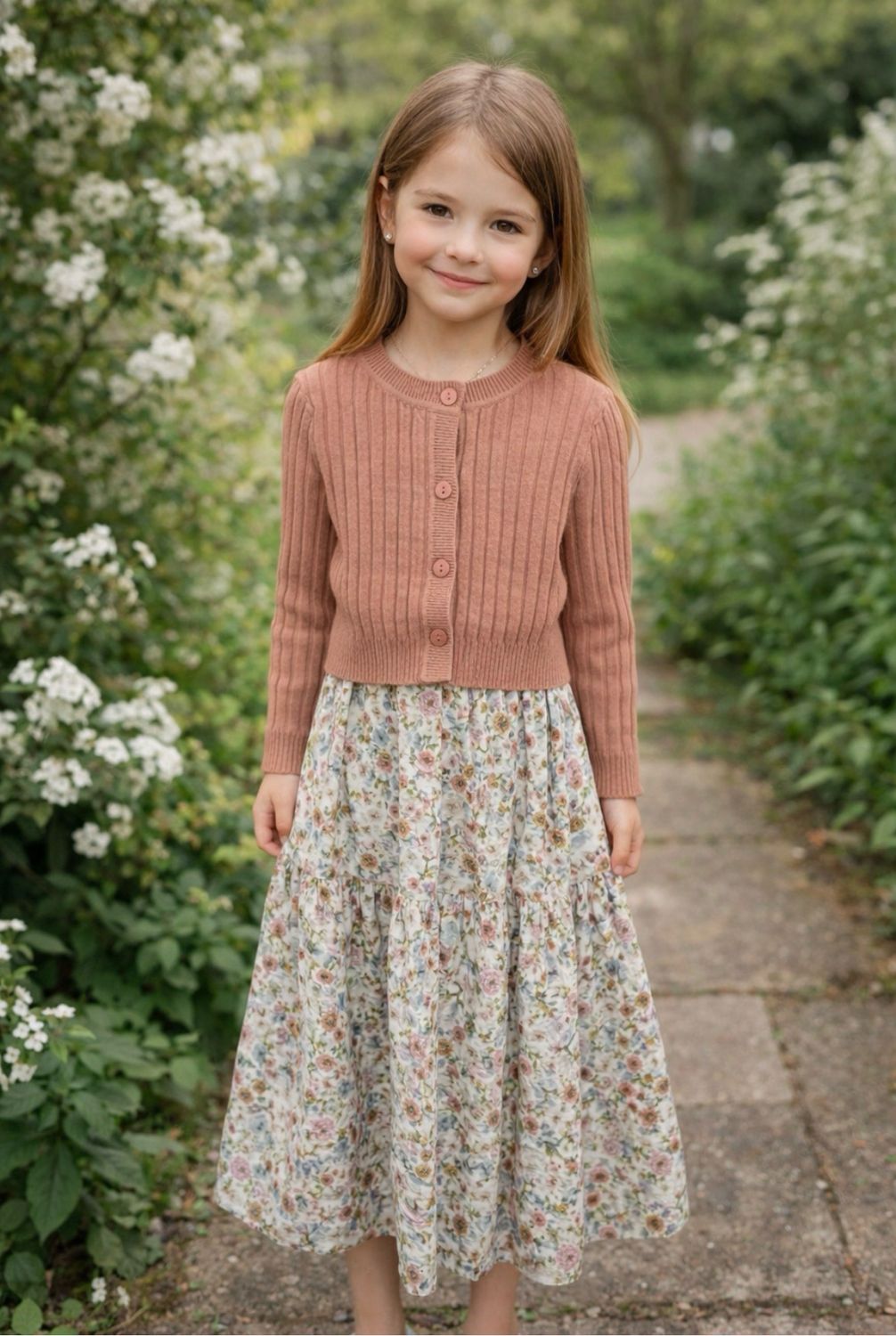 LUELLA Floral Maxi Dress With Blue Cardigan GS6065D-A