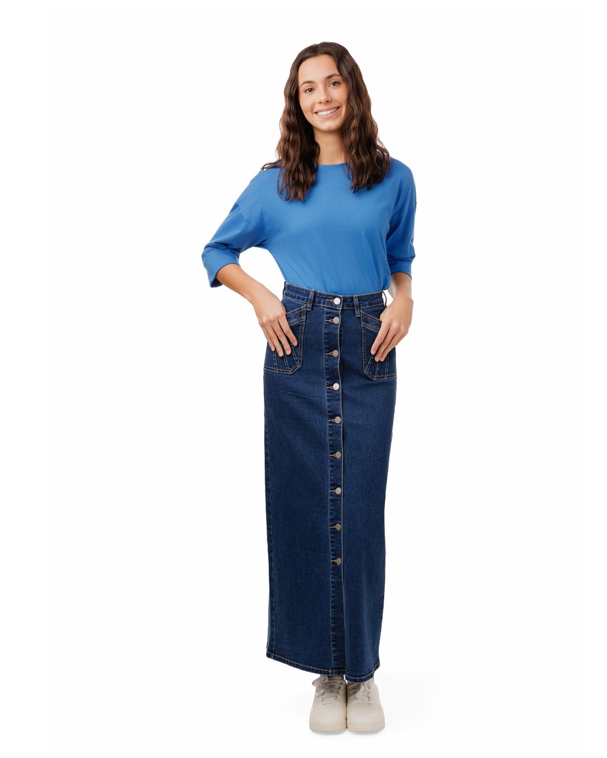 LUELLA Denim Detail Pocket Skirt-Blue Denim B6S622S-C