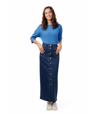 LUELLA Denim Detail Pocket Skirt-Blue Denim B6S622S-C