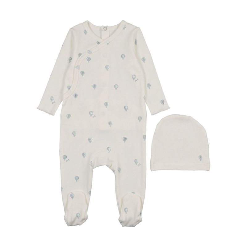 Soft balloon print footie with cozy, playful style.