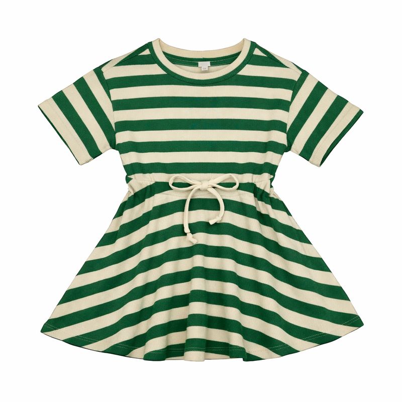 BONJOY BTSS26005SSD Embroidered Stripe Short Sleeve Dress