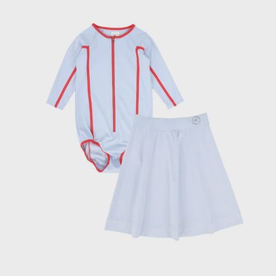 WATER CLUB 26386 CONTRAST HALF ZIP SWIMSUIT