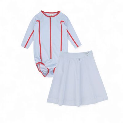 WATER CLUB 26386 CONTRAST HALF ZIP SWIMSUIT