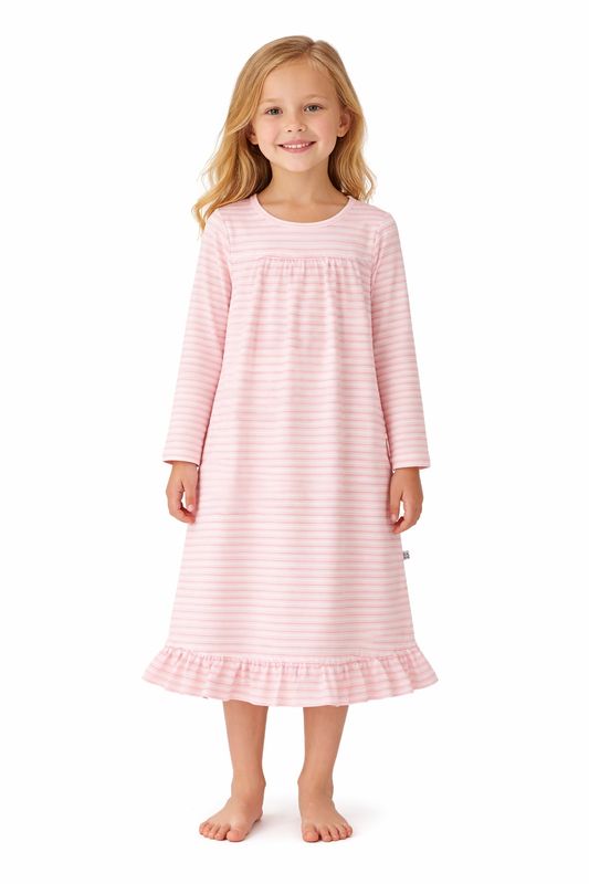 SWEET BAMBOO L/S Boho Dress - Pink Stripe