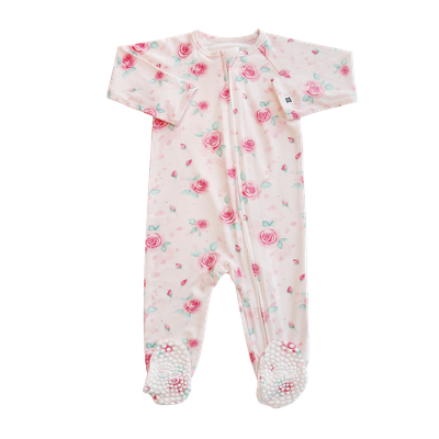 SWEET BAMBOO Zipper Footie - Sweet Little Rose