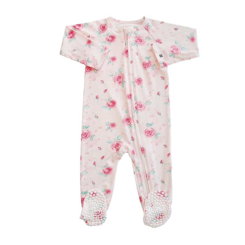 SWEET BAMBOO Zipper Footie - Sweet Little Rose