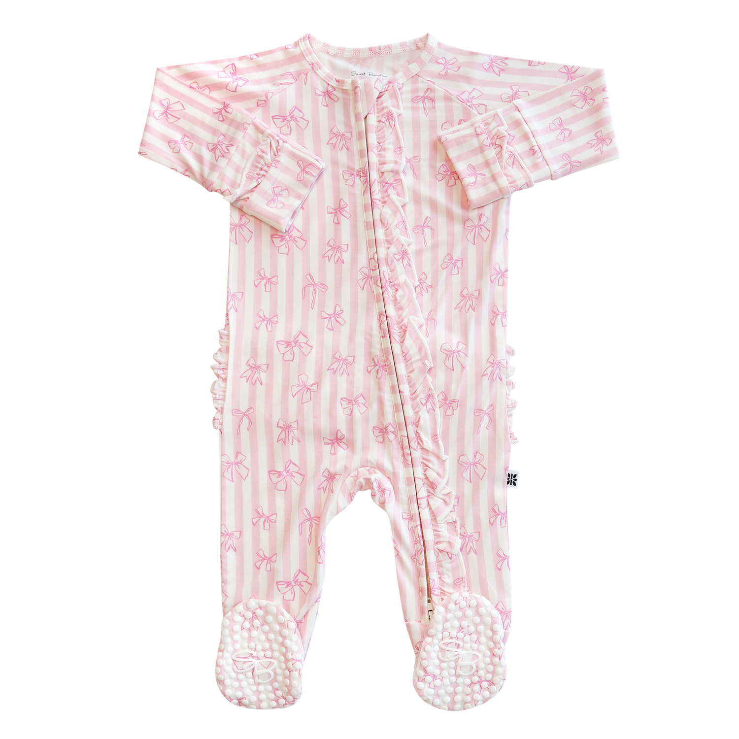 SWEET BAMBOO Zipper Footie - Tie The Knot