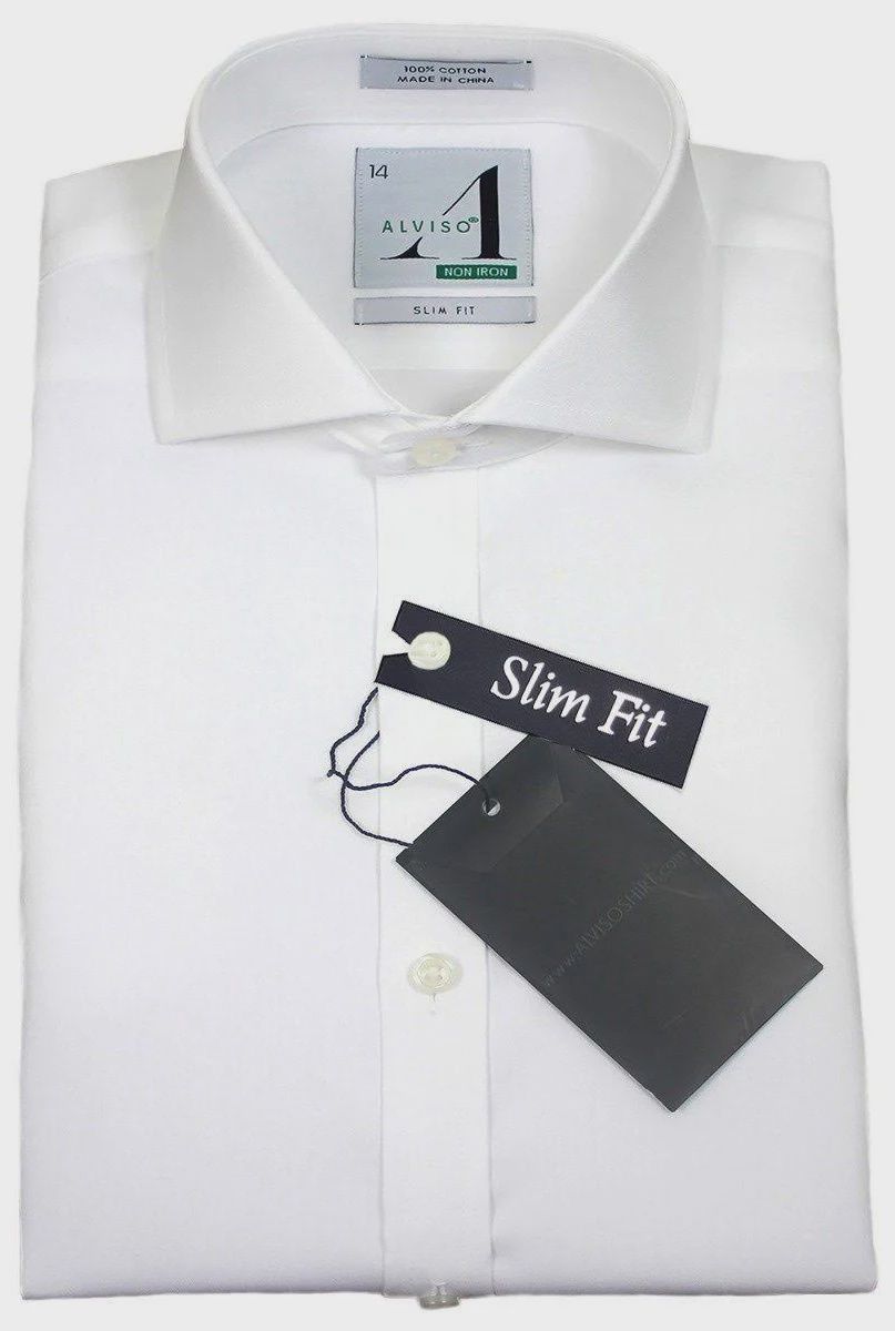 ALVISO BOYS WHITE DRESSY SHIRT SLIM FIT