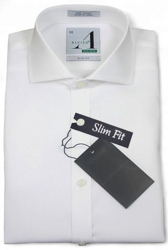 ALVISO BOYS WHITE DRESSY SHIRT SLIM FIT