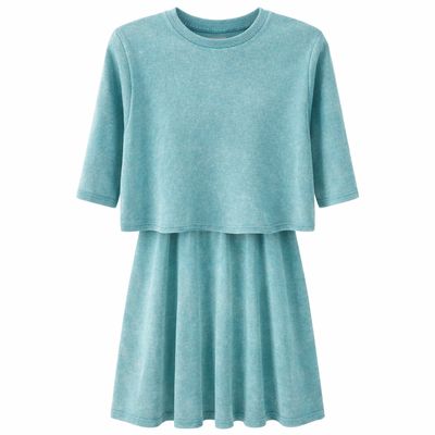 Teela GIRLS teal Miniral Wash Tee &amp; Skirt