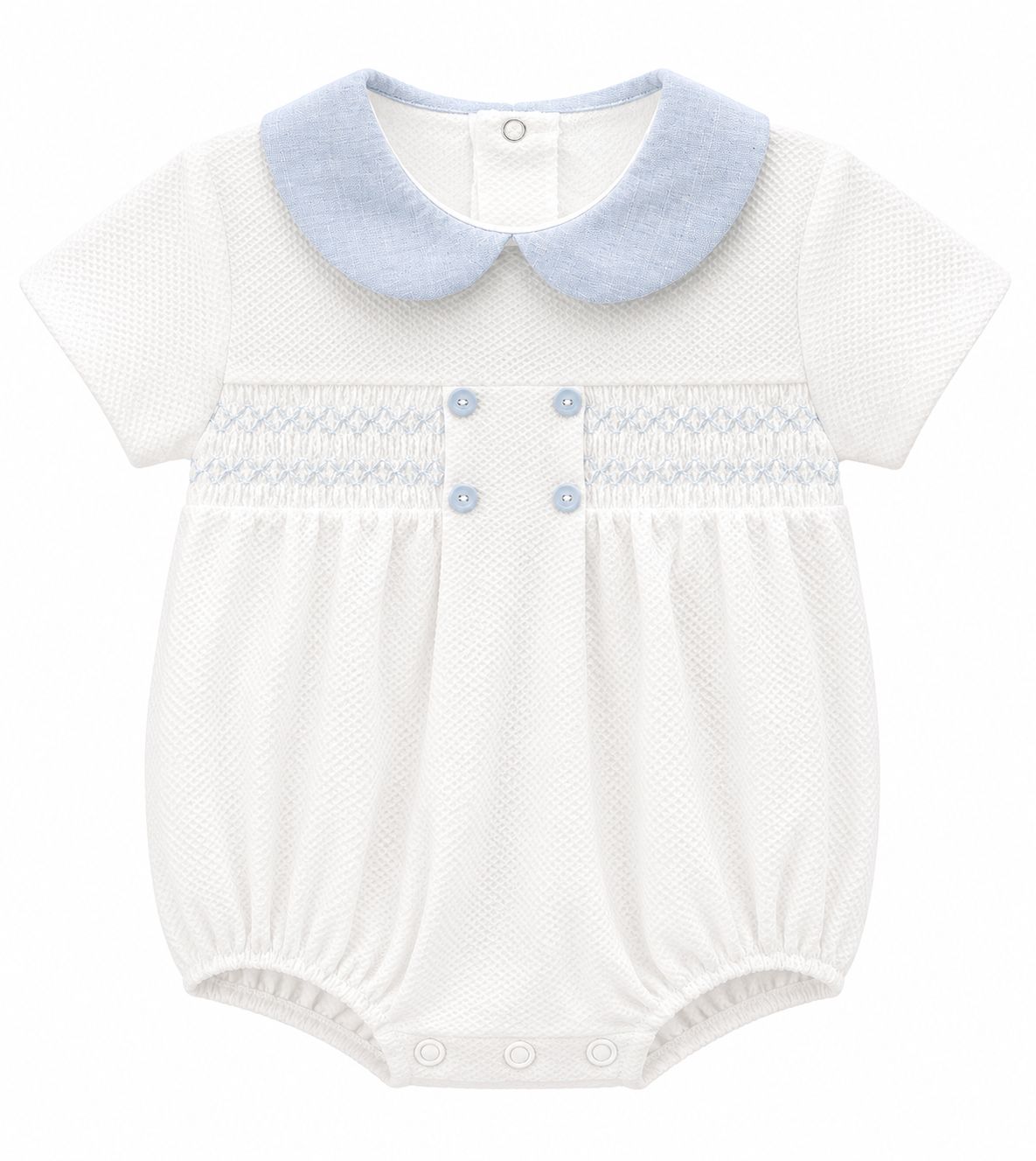 Babidu knit romper white and blue 31361