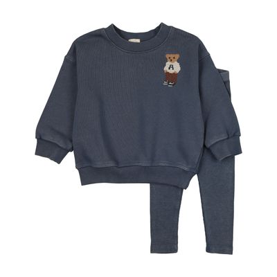 Lil Legs EMBROIDERED BEAR SWEATSHIRT SET - BOY AF26TS122-K AW26