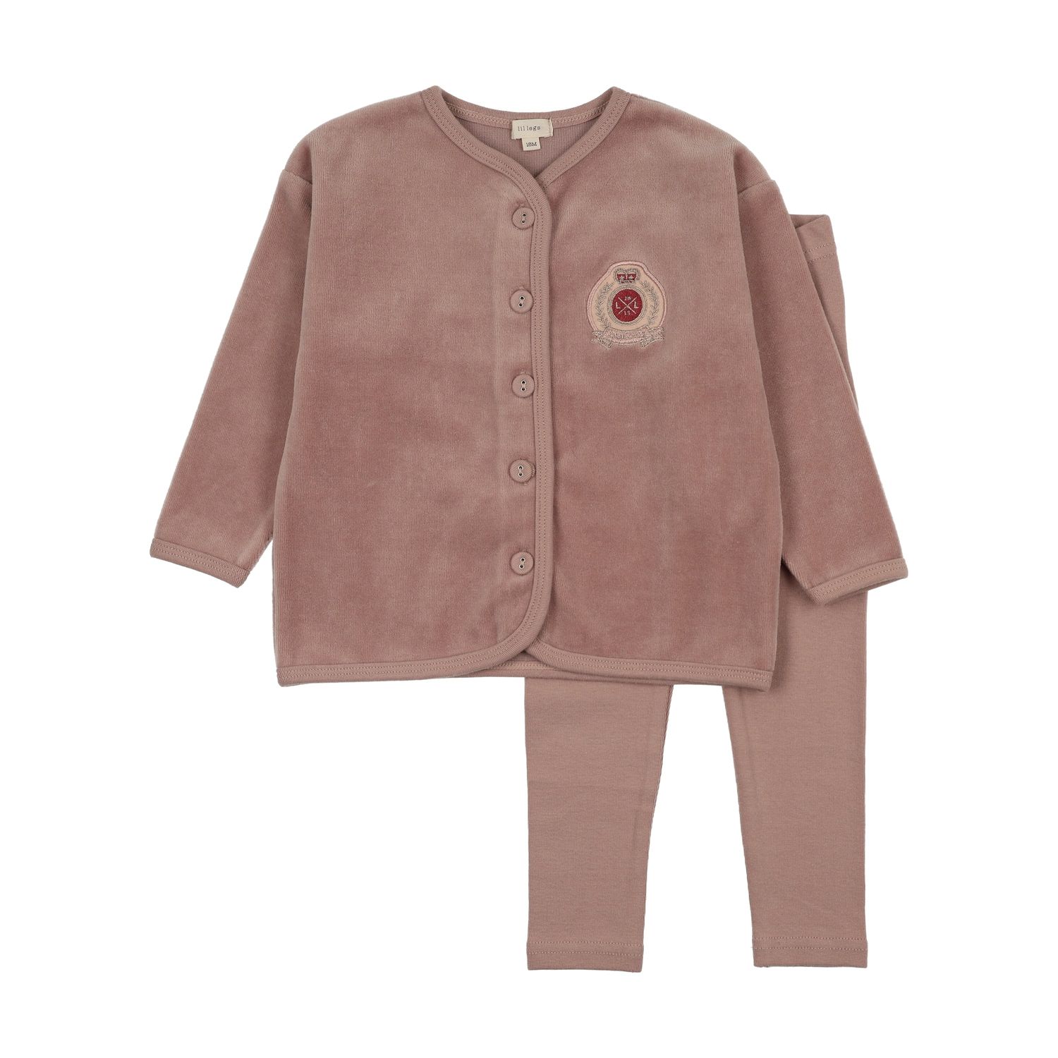 Lil Legs  VELOUR CREST LOUNGE SET LLF26TP401-K AW26