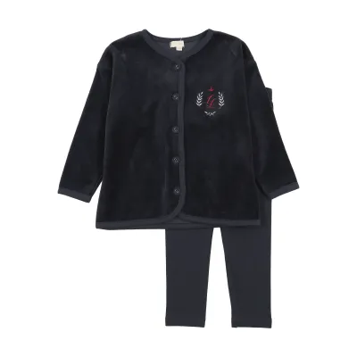 Lil Legs  VELOUR CREST LOUNGE SET LLF26TP401-K AW26