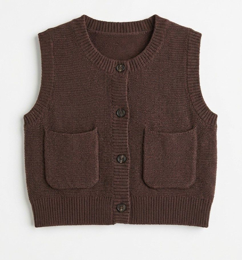 Space Grey Girls Garter Knit Vest AW26 WB6CY3145V