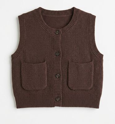 Space Grey Girls Garter Knit Vest AW26 WB6CY3145V