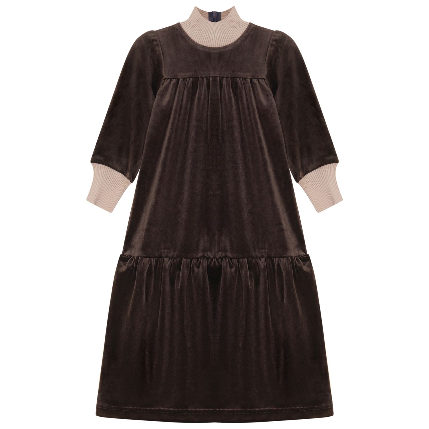 Lola (Gold New) Girls Long Dress With Rib Knit Trim AW26 WB6CP7499