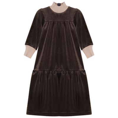 Lola (Gold New) Girls Long Dress With Rib Knit Trim AW26 WB6CP7499
