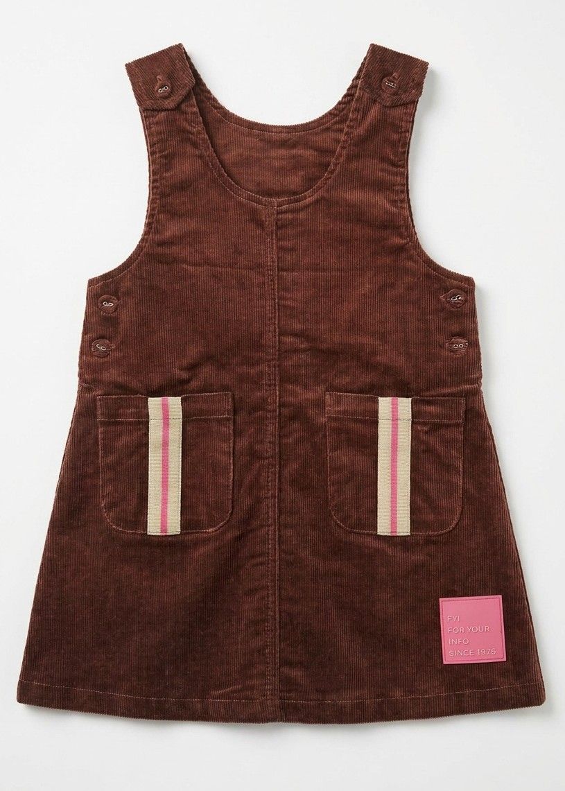 FYI (Canvas) Girls Corduroy A Line Jumper With Stripe Trim AW26 WB6CP7434J