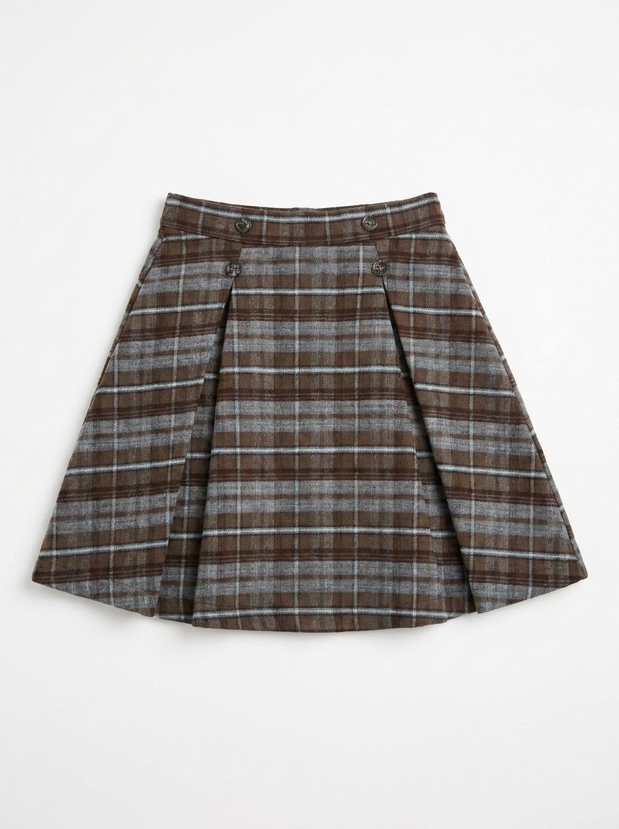 Space Grey Girls Plaid Skirt AW26 WB6CY3145S