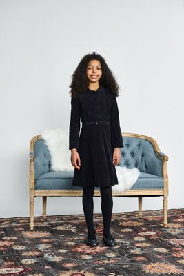 Porter Navy Corduroy W/ Knob Design Dress 2532 AW26