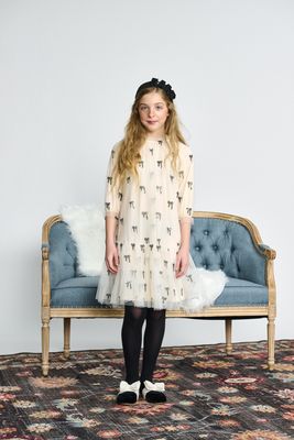 Porter Ivory Tulle W/ Black Bow Design Dress 2563 AW26