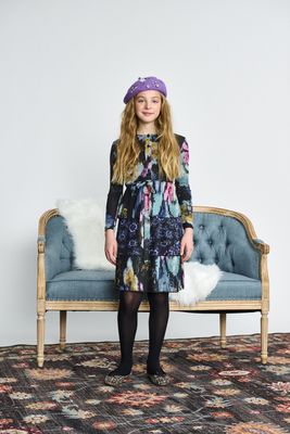 Porter Vibrant Blues Mesh Pleated Dress 2488 AW26


