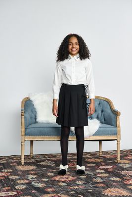 Porter White Button Down Sequin Collar Design Top w/skirt 2556 AW26