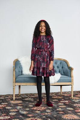Porter Navy W/ Maroon Blush Floral Print Dress 2523 AW26