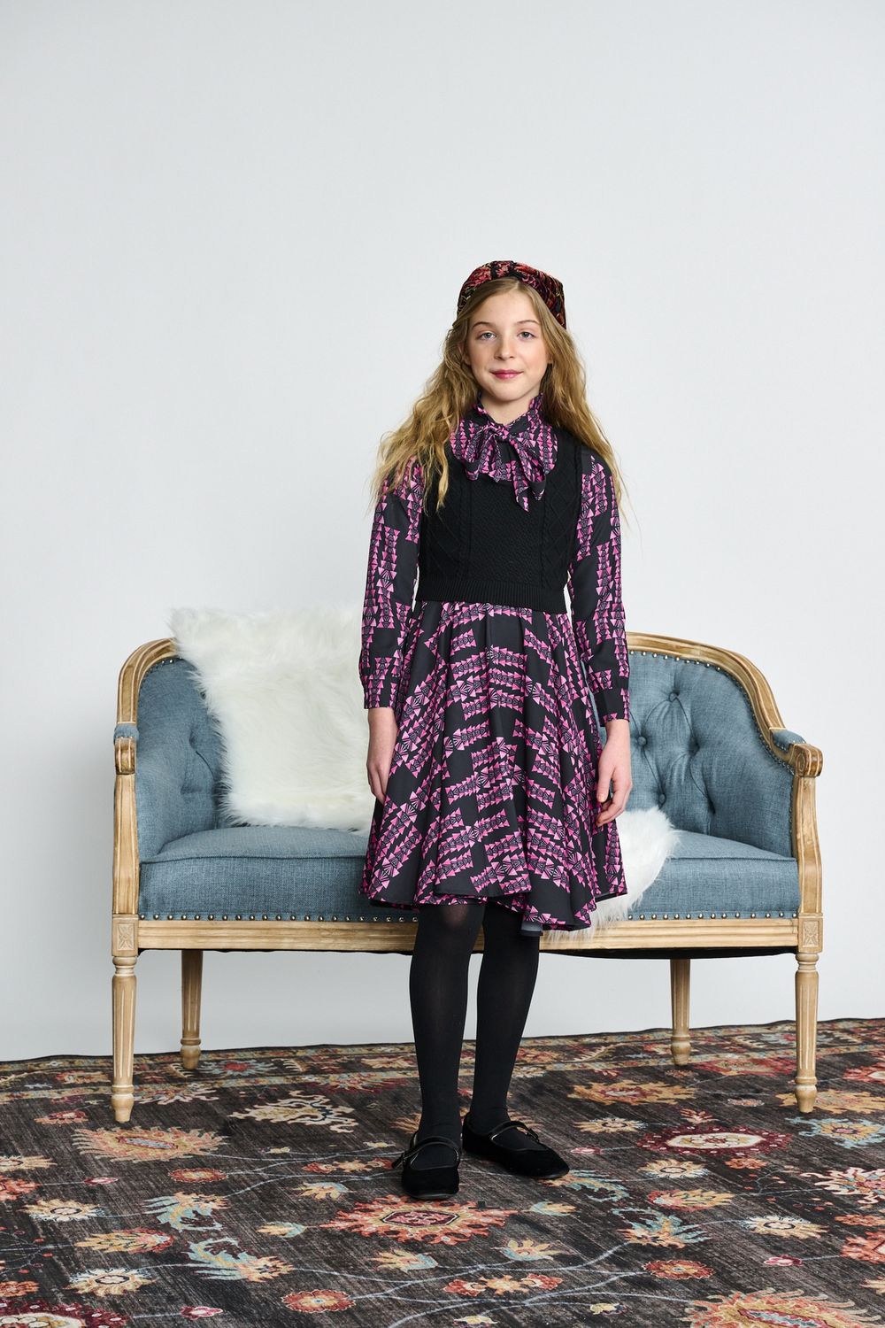 Porter Hot Pink Square Design W/ Knit Upper Dress 2603 AW26
