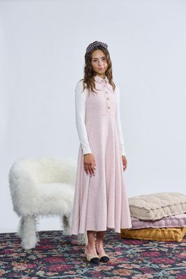 Laurent Pink Sequined Gem Button Placket Jumper t-1398-a AW26