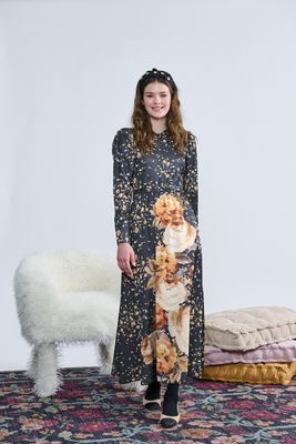 Laurent Black W/ Large And Small Yellow Floral Design Dress t-1433 AW26