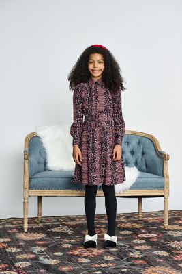 Porter Black W/ Orange White Heart Print Dress 2594 AW26