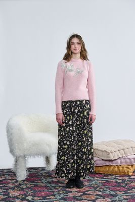 Laurent Baby Pink Knit W/ Silver Sequin Detail Top w/skirt t-1432 AW26