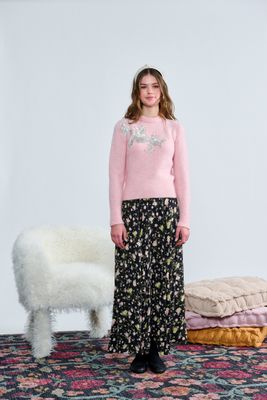 Laurent Baby Pink Knit W/ Silver Sequin Detail Top  w/skirt  t-1432 AW26