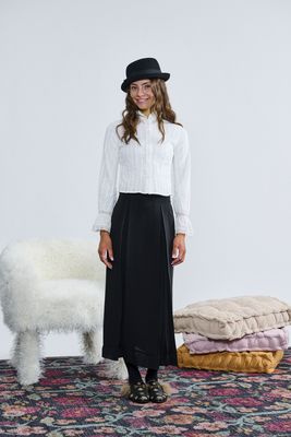 Laurent White Ruffle Lace Trim Top t-1381 AW26