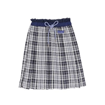 BACE NAVY CHECKED GATHERED PLEAT SKIRT AW26 27183