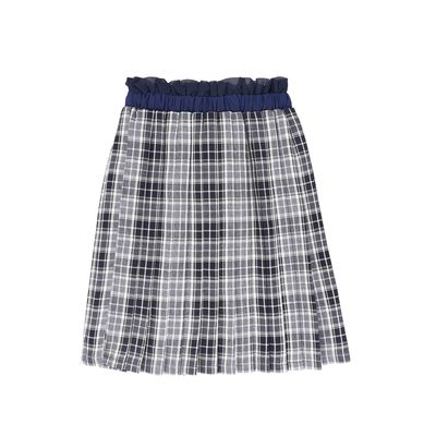 BACE NAVY CHECKED GATHERED PLEAT SKIRT AW26 27183