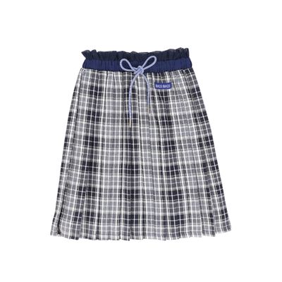 BACE NAVY CHECKED GATHERED PLEAT SKIRT AW26 27183